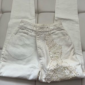 Cache embellished white jeans